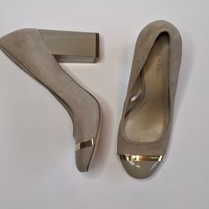 Calvin Klein Faux Suede Chunky Heels